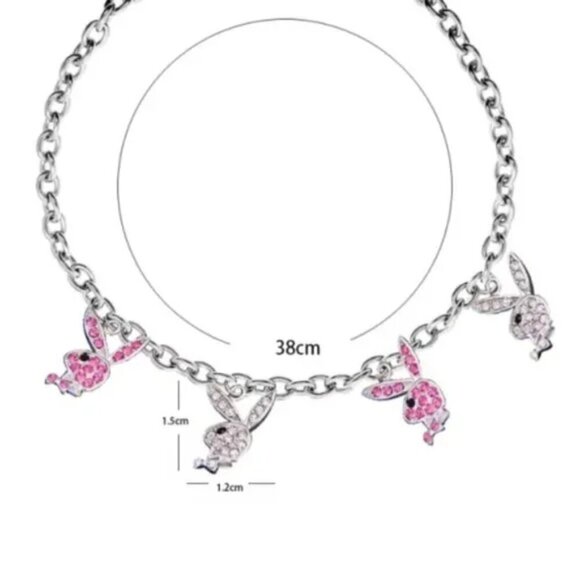 NEW PLAYBOY BUNNY GOLD AND PINK CHOKER NECKLACE - Picture 5 of 5